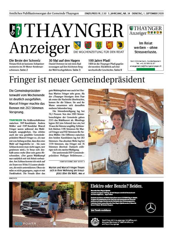 Thaynger Anzeiger vom 01.09.2020 PDF Ausgabe vom 01.09.2020