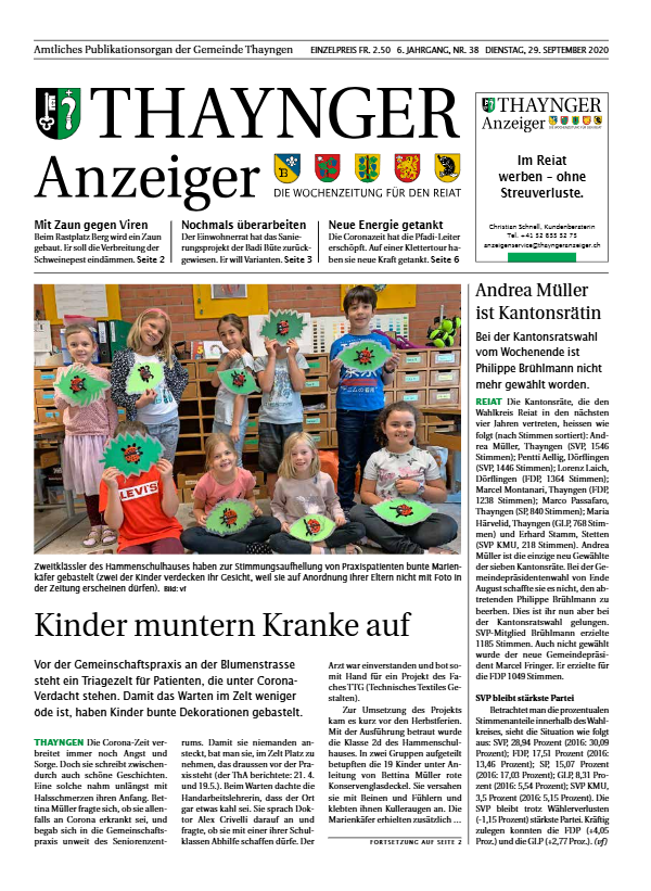 Thaynger Anzeige vom 29.09.2020 PFD Ausgabe vo 29.09.2020
