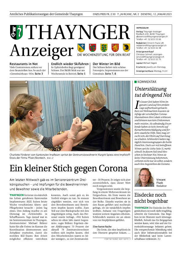 Thaynger Anzeiger vom 12. Januar 2021