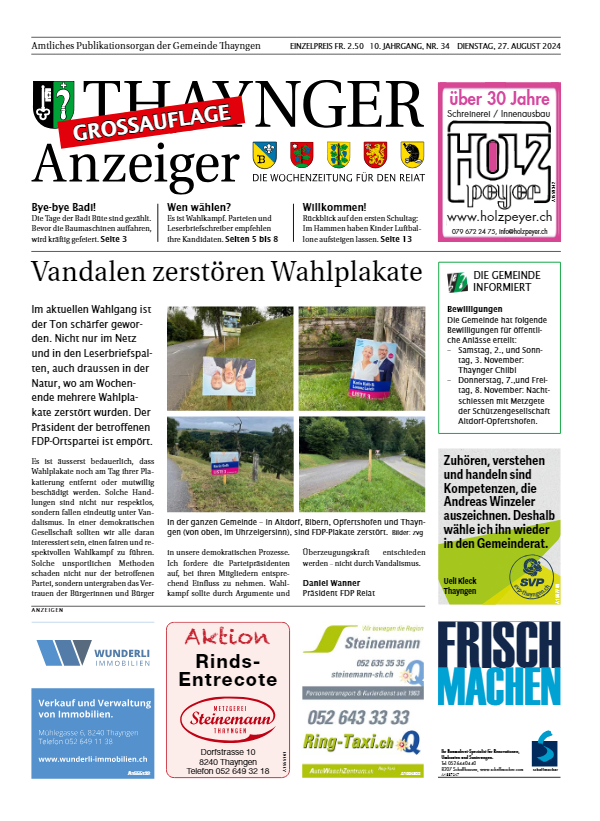 Thaynger Anzeiger vom 27. August 2024