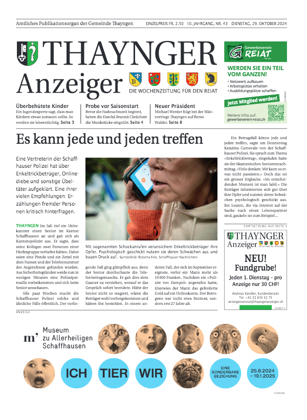 Thaynger Anzeiger vom 29. Oktober 2024