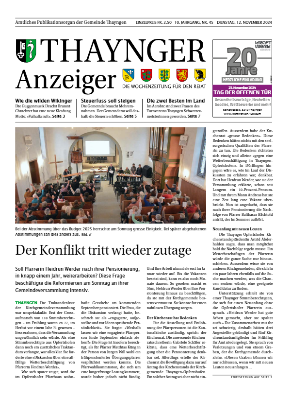 Thaynger Anzeiger vom 12. November 2024