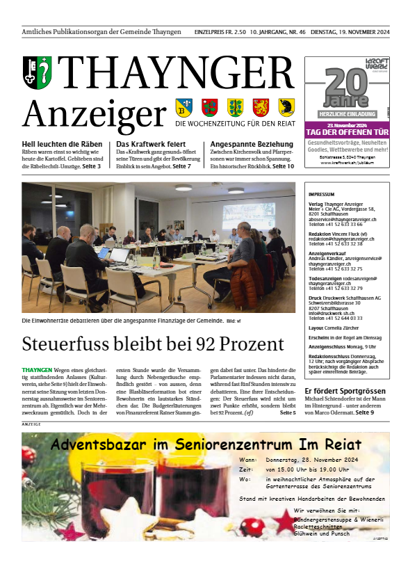 Thaynger Anzeiger vom 19. November 2024