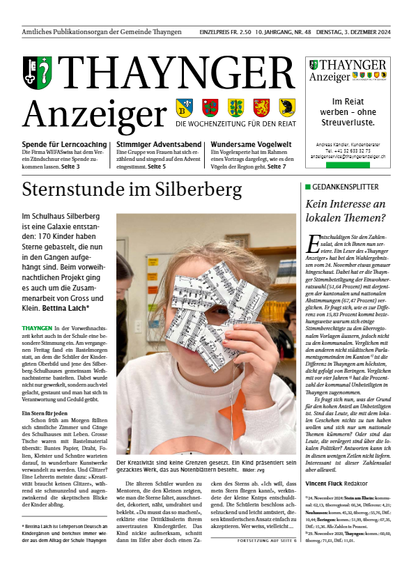 Thaynger Anzeiger vom 3. Dezember 2024