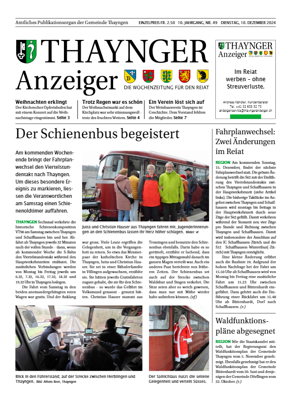 Thaynger Anzeiger vom 10. Dezember 2024