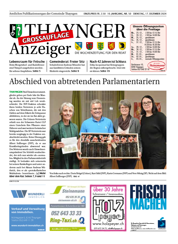 Thaynger Anzeiger vom 17. Dezember 2024