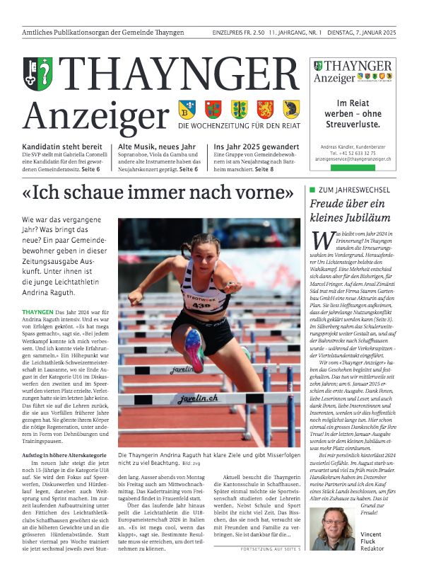 Thaynger Anzeiger vom 7. Januar 2025