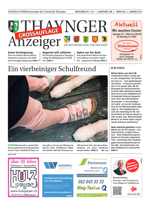 Thaynger Anzeiger vom 21. Januar 2025