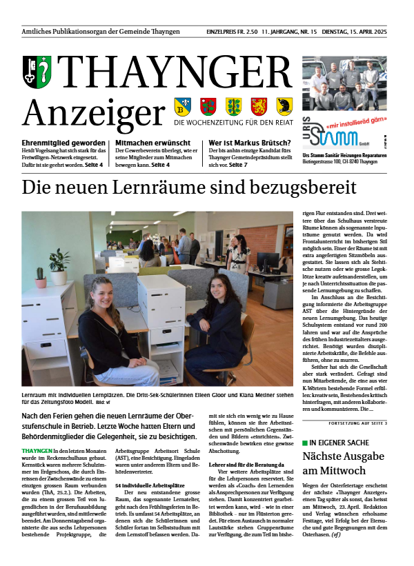 Thaynger Anzeiger vom 15. April 2025