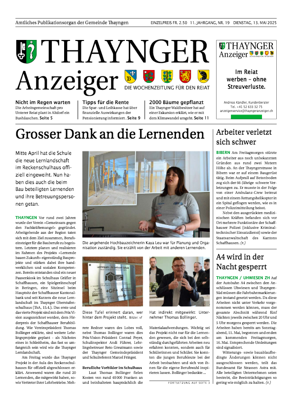 Thaynger Anzeiger vom 13. Mail 2025
