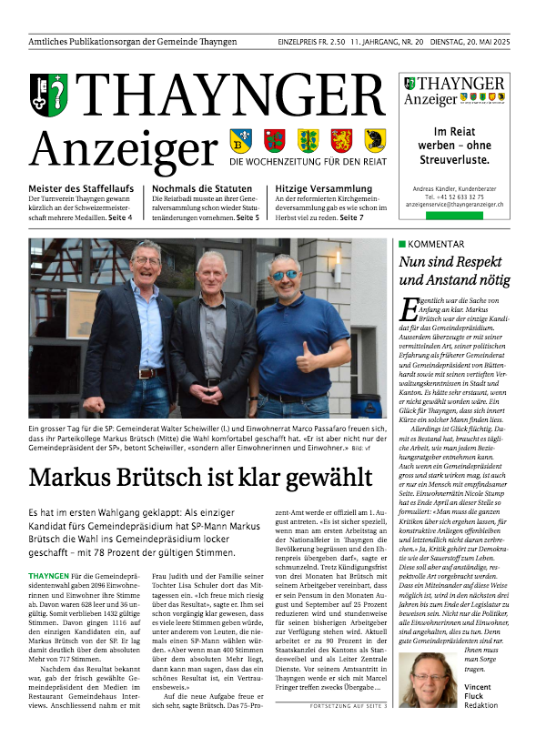 Thaynger Anzeiger vom 20. Mai 2025