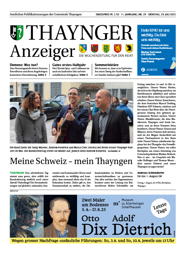 Thaynger Anzeiger vom 29. Juli 2025