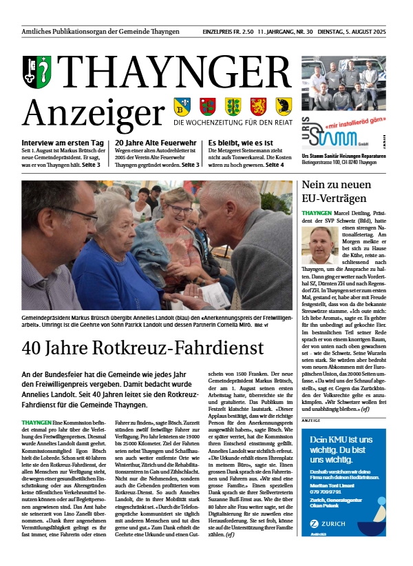 Thaynger Anzeiger vom 5. August 2025
