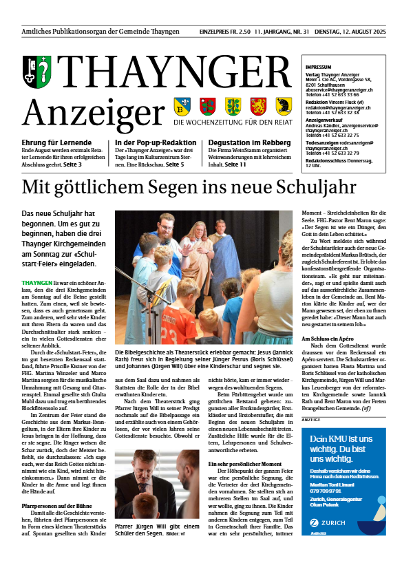 Thaynger Anzeiger vom Dienstag, 12. August 2025