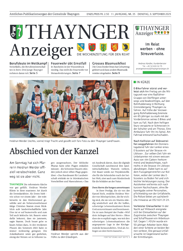Thaynger vom 9. September 2025
