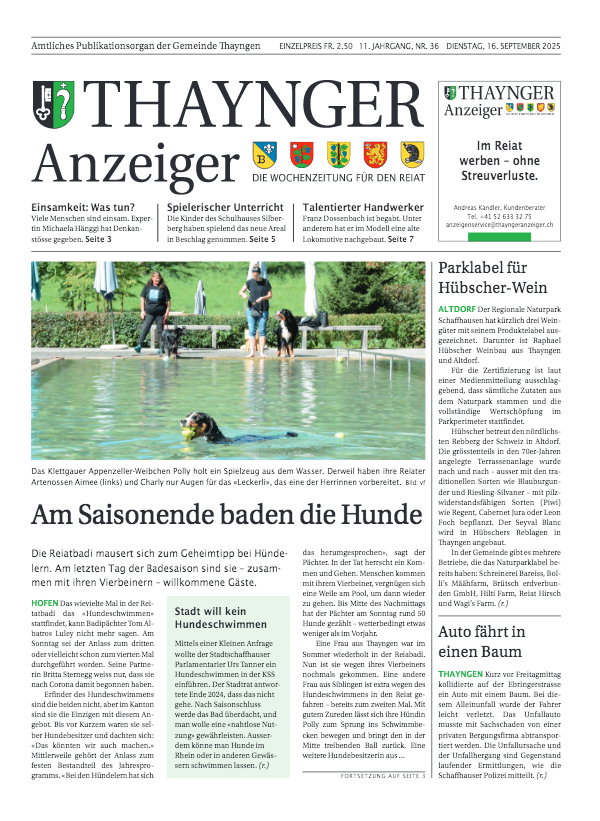 Thaynger vom 16. September 2025