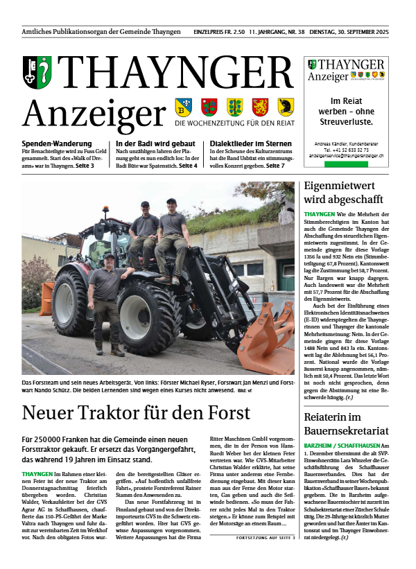 Thaynger Anzeiger vom 30. September 2025