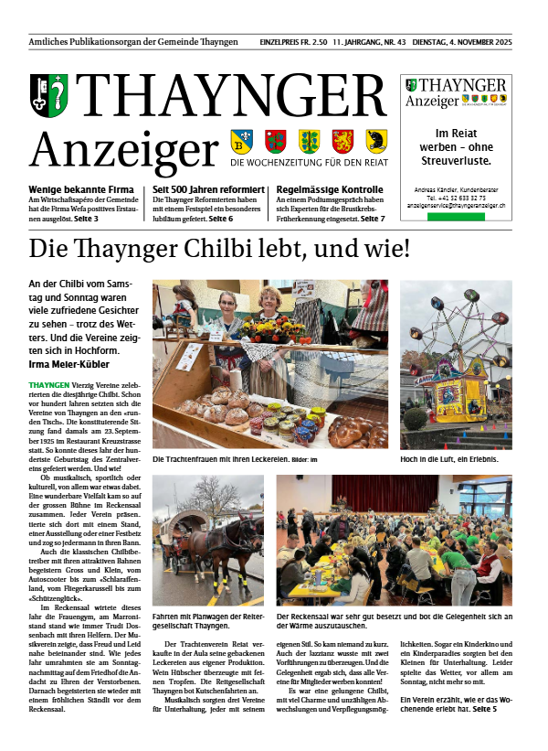 Thaynger Anzeiger vom 4. November 2025