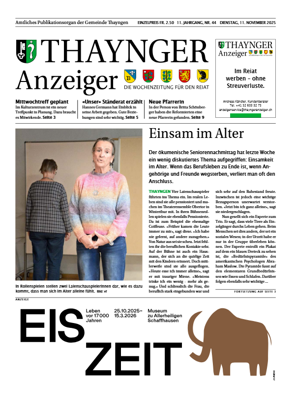 Thaynger Anzeiger vom 11. November 2025