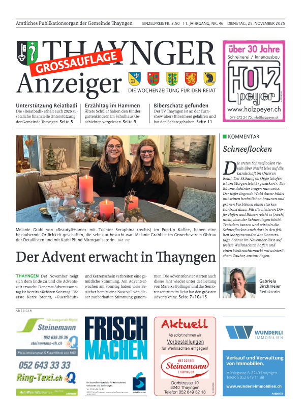Thaynger Anzeiger vom 25. November 2025