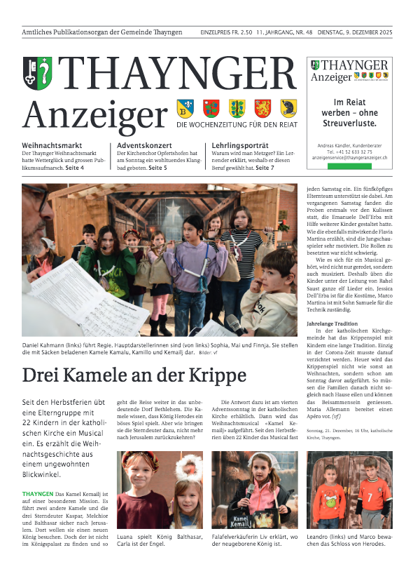 Thaynger Anzeiger vom 9. Dezember 2025 Thaynger Anzeiger vom 9. Dezember 2025