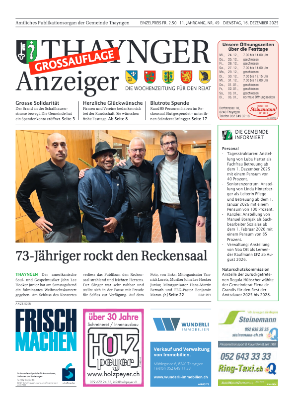 Thaynger Anzeiger vom 16. Dezember 2025