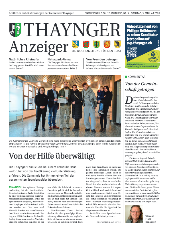 Thaynger Anzeiger vom 3. Februar 2026 Thaynger Anzeiger vom 3. Februar 2026