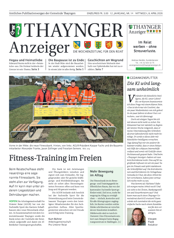 Thaynger Anzeiger vom 8. April 2026
