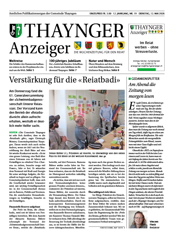 Thaynger Anzeiger vom 12. Mai 2026