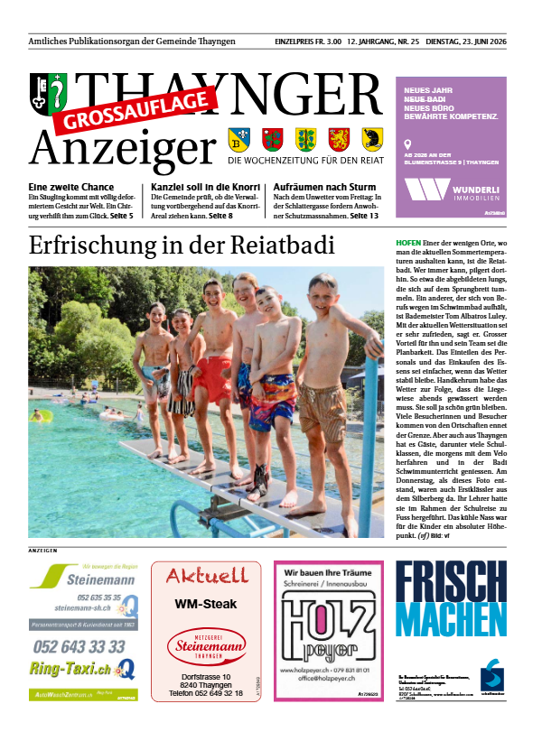 Thaynger Anzeiger vom 23. Juni 2026 Thaynger Anzeiger vom 23. Juni 2026