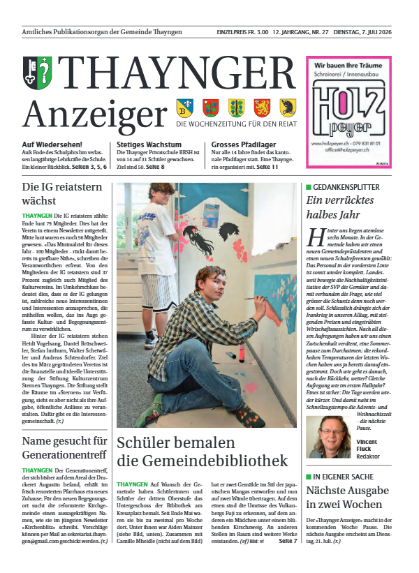 Thaynger Anzeiger vom 7. Juli 2026 Thaynger Anzeiger vom 7. Juli 2026