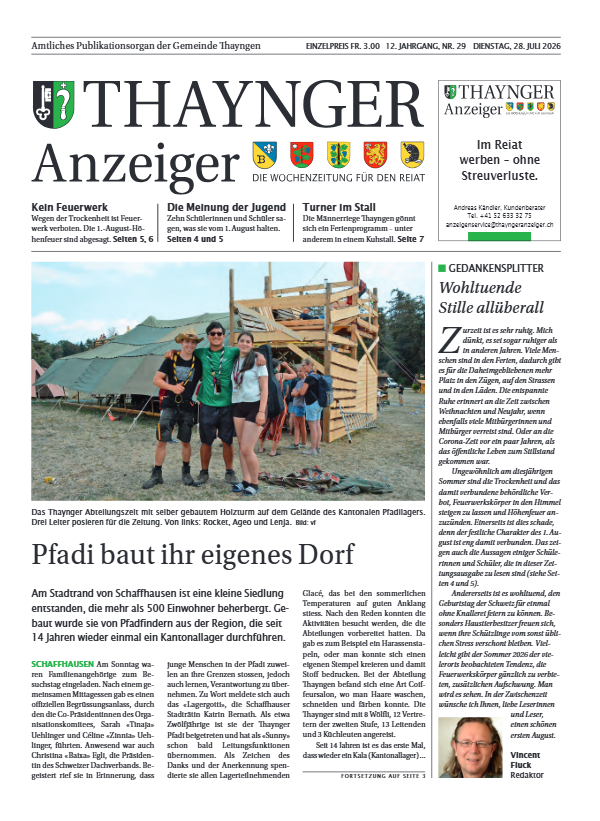 Thaynger Anzeiger vom 28. Juli 2026