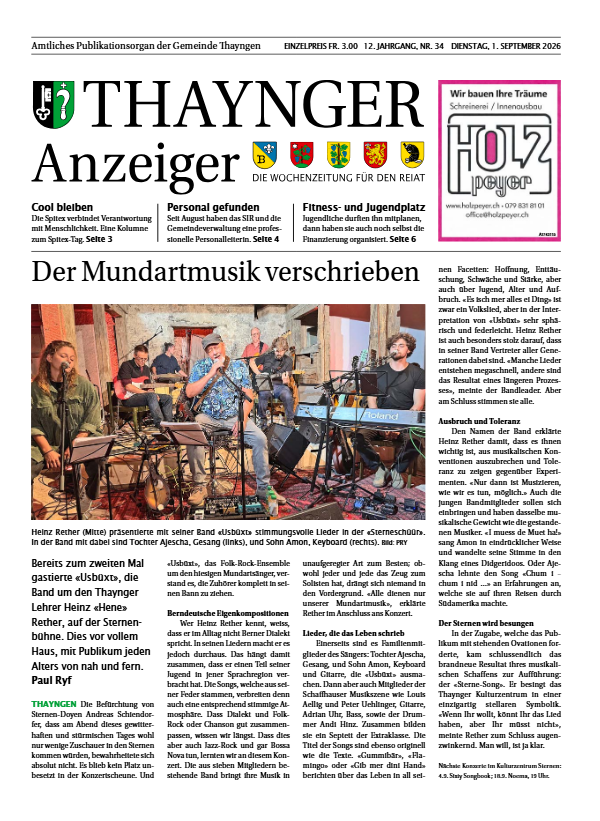 Thaynger Anzeiger vom 1. September 2026