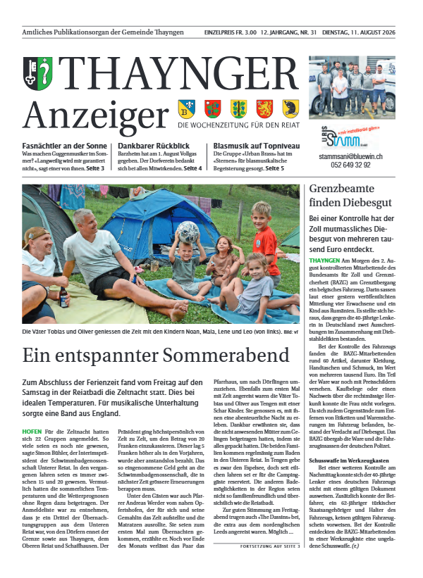 Thaynger Anzeiger vom 11. August 2026 Thaynger Anzeiger vom 11. August 2026