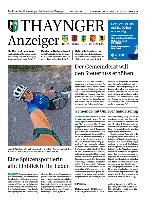 Thaynger Anzeiger vom 29. September 2026 Thaynger Anzeiger vom 29. September 2026