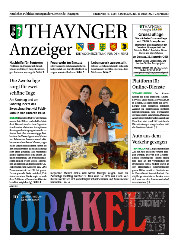 Thaynger Anzeiger vom 15. September 2026 Thaynger Anzeiger vom 15. September 2026