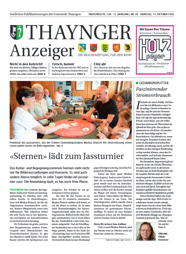 Thaynger Anzeiger vom 13. Oktober 2026